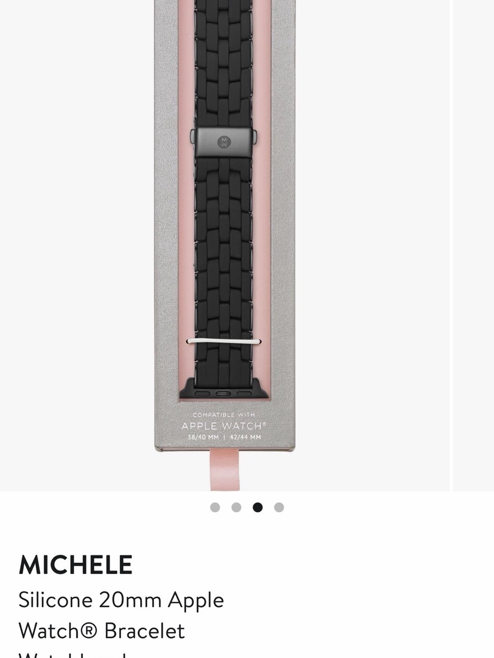 Michele Black Silicone Woven-Link 20mm Apple Watch Bracelet